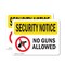 Signmission No Guns Allowed OSHA Security Notice Sign, Vinyl Decal, 10in W x 7in L, 2PK OS-2PACK-SN-D-710-L-11614 - alternate 1